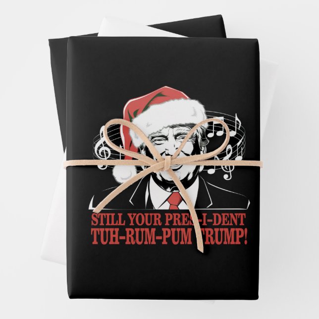Funny Weihnachts Präsident Trump Pajamas Ugly Xmas Geschenkpapier Set (Beispiel)
