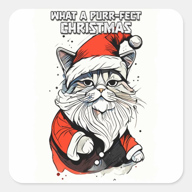 Funny Weihnachtsangebot Niedlich Whimsical Santa C Quadratischer Aufkleber (Vorderseite)