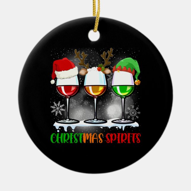 Funny Weihnachtsbrillen Gläser von Wein Weihnachte Keramik Ornament (Vorne)
