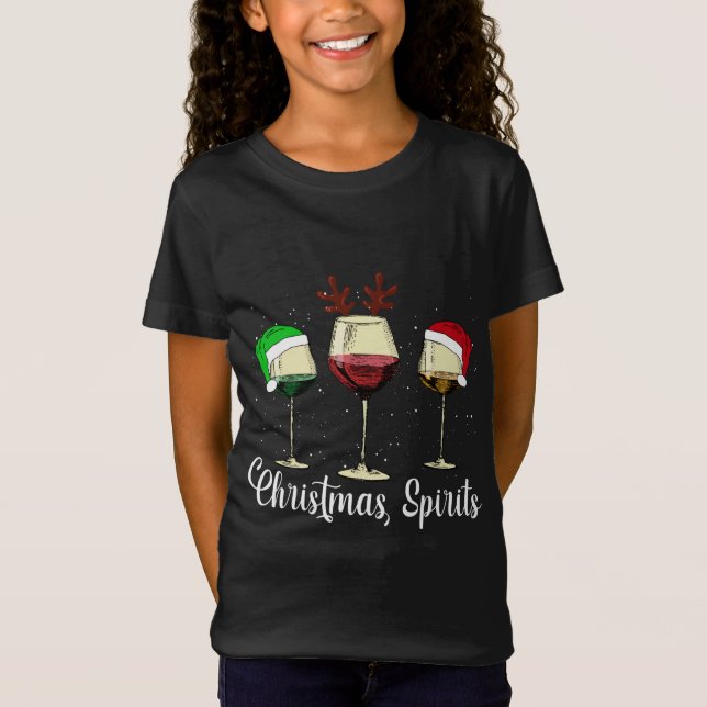 Funny Weihnachtsbrillen Gläser von Wein Weihnachte T-Shirt (Vorderseite)