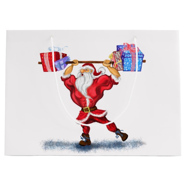 FunNy Weihnachtsgeschenktasche mit Bodybuilder San Große Geschenktüte (Vorderseite)