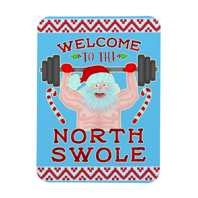 Funny Weihnachtsmann Claus Swole Weightlifter Magnet (Vertikal)