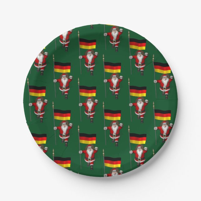 Funny Weihnachtsmann mit dem Ende Deutschlands Pappteller (Vorderseite)