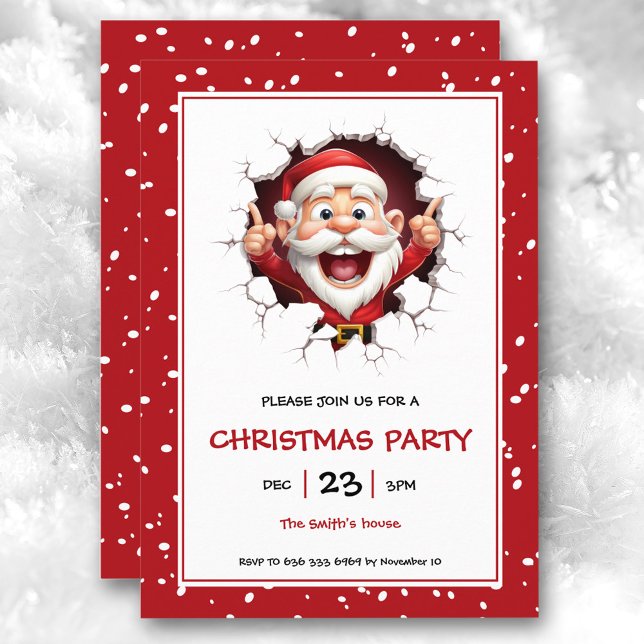 Funny Weihnachtsmann Weihnachts-Party Einladung (Funny Santa Claus Christmas Party Invitation)