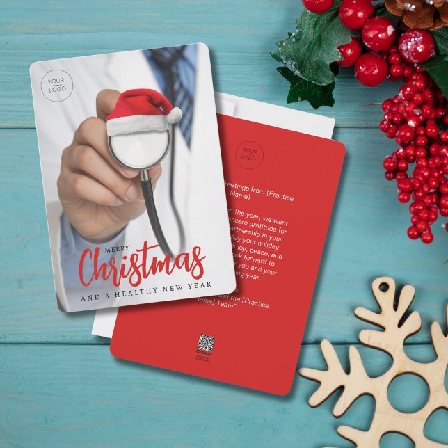Funny Weihnachtsmannmütze Stethoscope LOGO Medical Feiertagskarte (Von Creator hochgeladen)