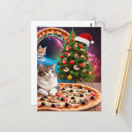 Funny Weihnachtsmannmütze Weihnachten Baum Pizza K Postkarte