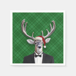 Funny Weihnachtsmannmütze Weihnachten Hirsch Grün Serviette