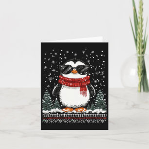 Funny Weihnachtspenguin mit Sungles Ugly Christma Karte