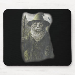 Funny Weird Kitten Wizard Ghost Cat Meme Catdalf H Mousepad