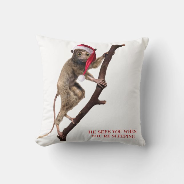 Funny Weiß Christmas Taxidermy Monkey | Lemur Kissen (Vorderseite)