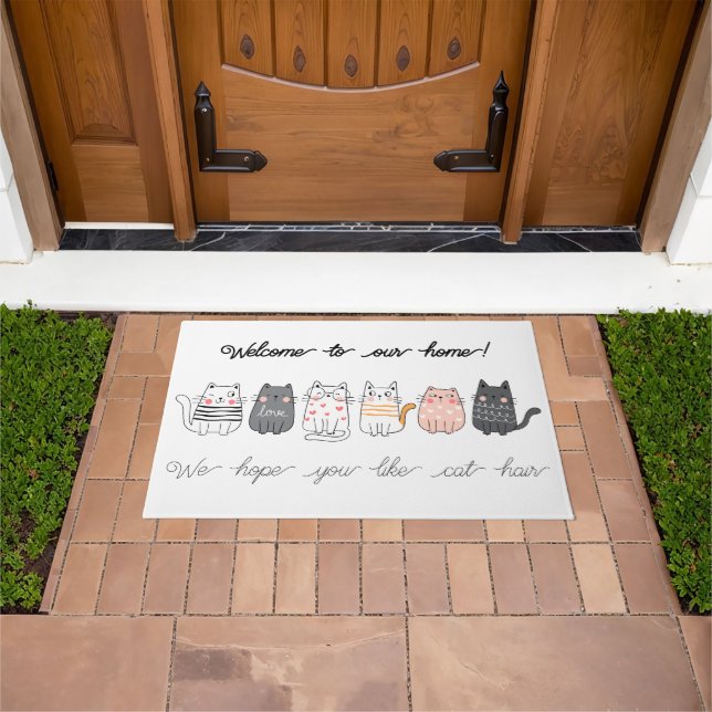 Funny Welcome Hope you like Cat Hair Pers Fußmatte (Außenbereich)