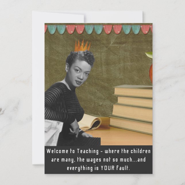 Funny Welcome Teacher Vintag Black Woman Card (Vorderseite)
