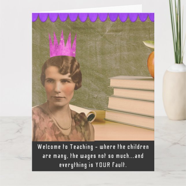 Funny Welcome Teacher Vintag Frauenkarte Karte (Vorderseite)