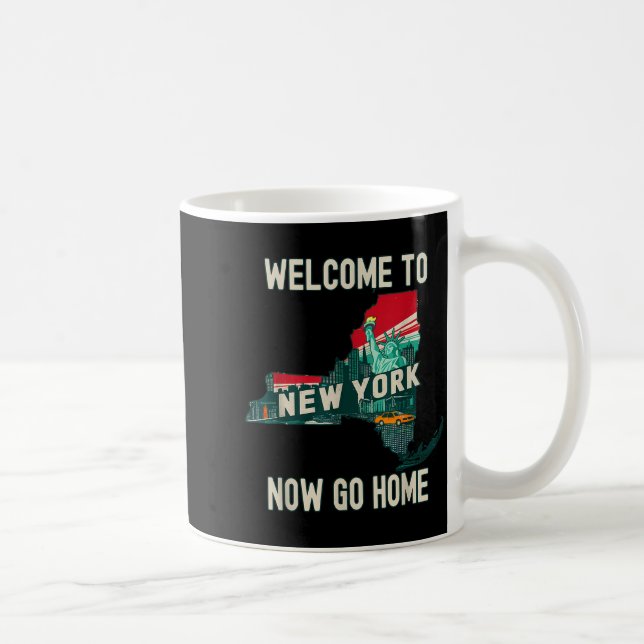 Funny Welcome To New York Retro Design, Funny New  Kaffeetasse (Rechts)