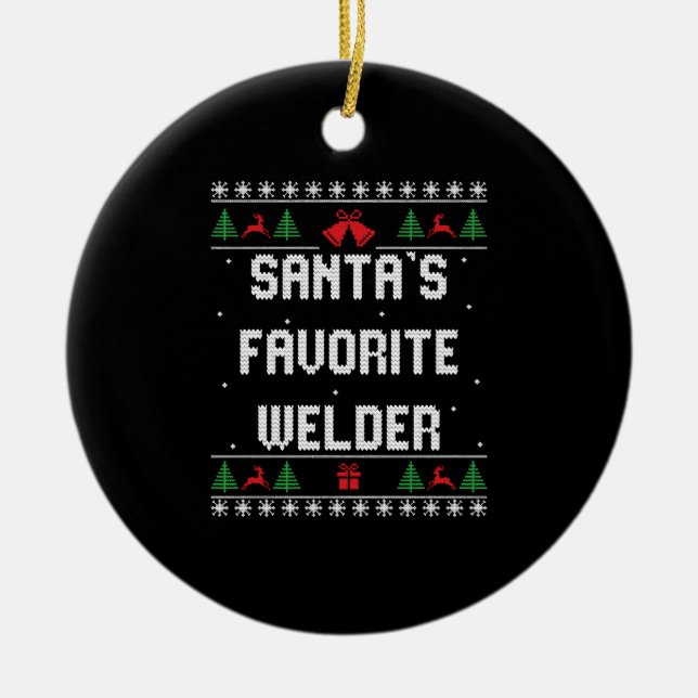 Funny welder Christmas sweater Keramik Ornament (Vorne)