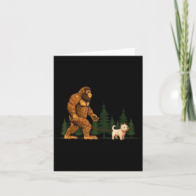 Funny West Highland White Terrier Westie Bigfoot D Karte (Vorderseite)