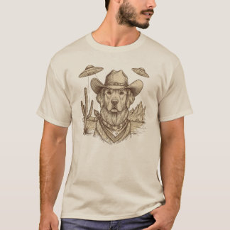 Funny Western Alien UFO Dog T-Shirt