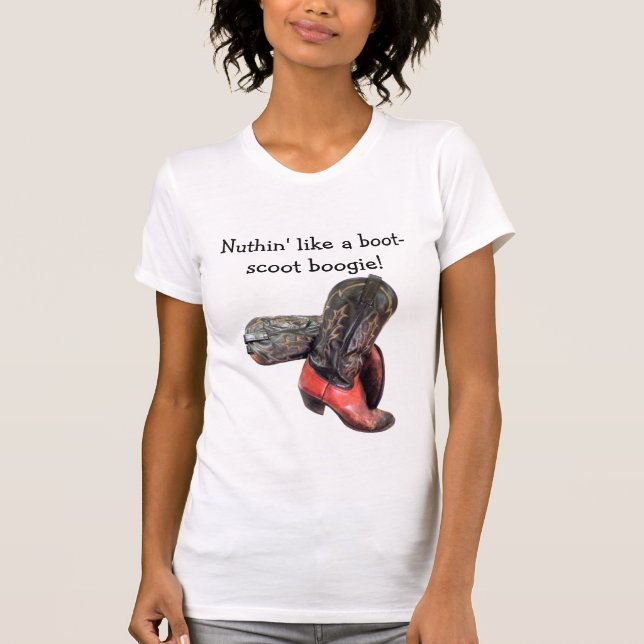 Funny Western Cowboy Boot Scoot T-Shirt (Vorderseite)