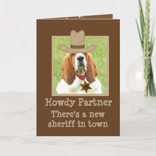 Funny Western Geburtstagskarte mit/"Basset Sheriff Karte (Vorderseite)