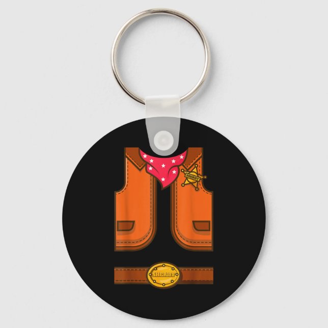 Funny Western Sheriff Halloween Cowboy Vest Simple Schlüsselanhänger (Vorderseite)