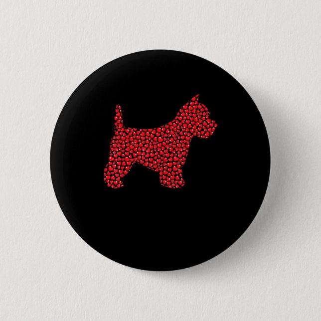 Funny Westie Dog Lover Hearts Love Westie Valentin Button (Vorderseite)