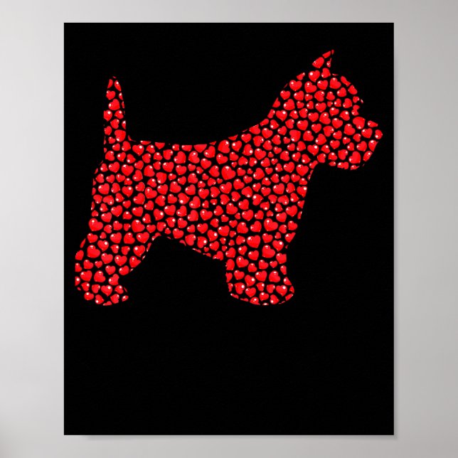 Funny Westie Dog Lover Hearts Love Westie Valentin Poster (Vorne)