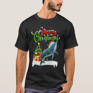 Funny Whale Lover Xmas Lighting Humpback Whale Chr T-Shirt