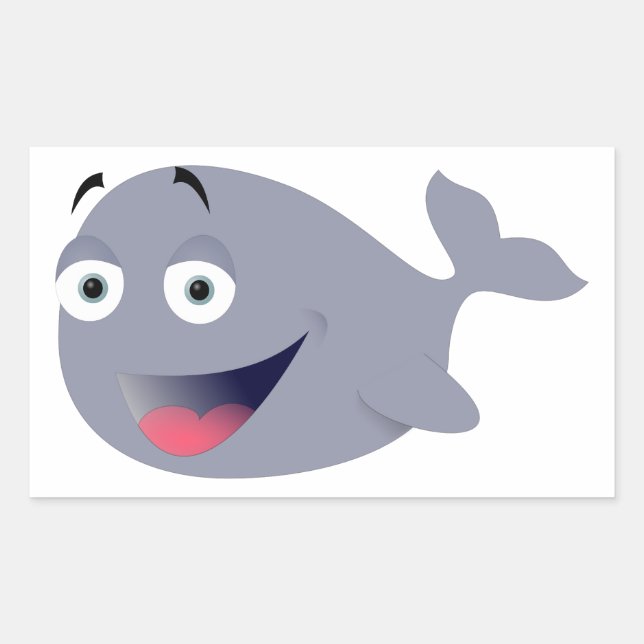 Funny Whale Rechteckiger Aufkleber (Vorderseite)