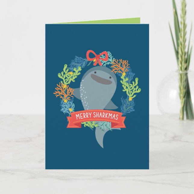 Funny Whale Shark Weihnachten Karte (Vorderseite)
