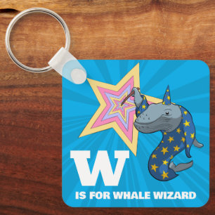 Funny Whale Wizard Alphabet Parody Cartoon Schlüsselanhänger