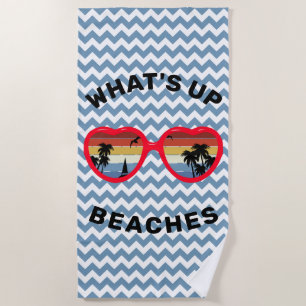 Funny 'What's Up, Beaches' Retro Sonnenbrille Strandtuch