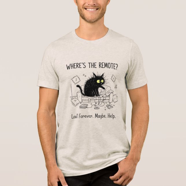 Funny Where Is The Remote Cat Tee (Vorderseite)
