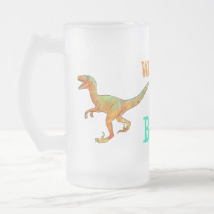 Funny Wheres the Beer Velociraptor Dinosaur Raptor Mattglas Bierglas