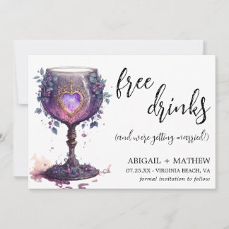 Funny Whimsical Romantic Goblet Foto Hochzeit Save The Date