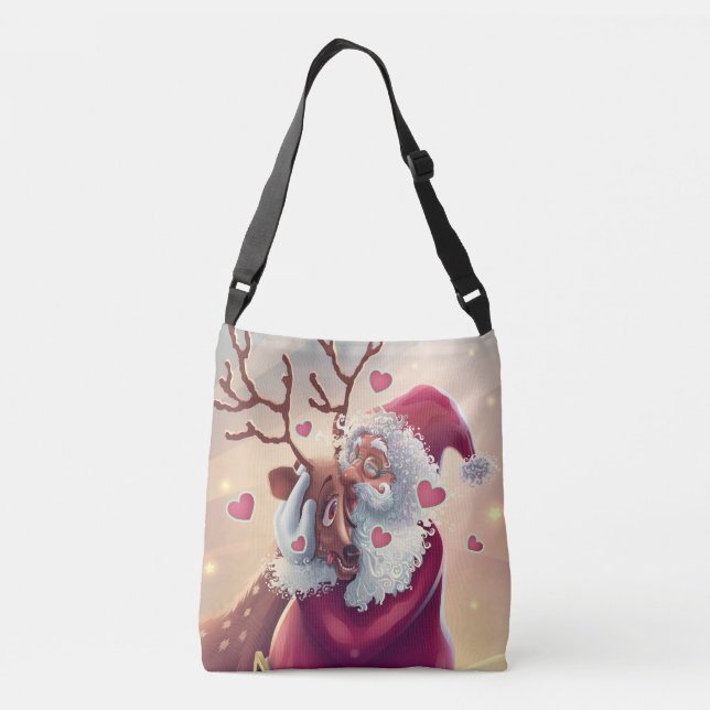 Funny Whimsical Weihnachten und Rentierfest Tragetaschen Mit Langen Trägern (Rückseite)