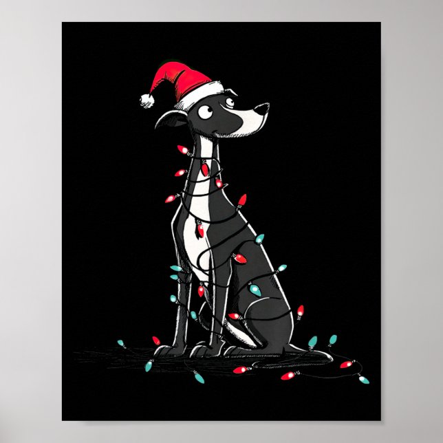 Funny Whippet Christmas Graphics Dog Lights Lover  Poster (Vorne)