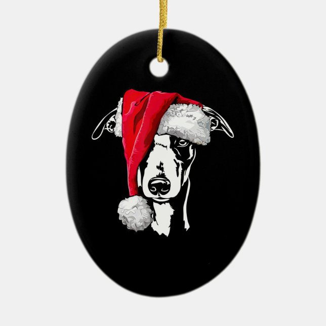 funny whippet santa christmas dog mom gift present keramik ornament (Vorne)