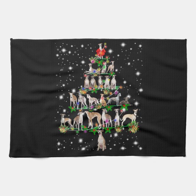 Funny Whippet Weihnachtsbaum Dekoration Geschirrtuch (Horizontal)