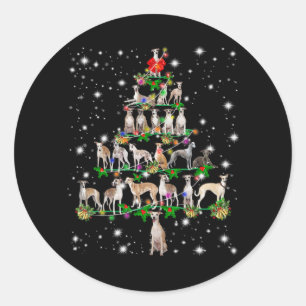 Funny Whippet Weihnachtsbaum Dekoration Runder Aufkleber