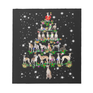 Funny Whippet Weihnachtsbaum Notizblock