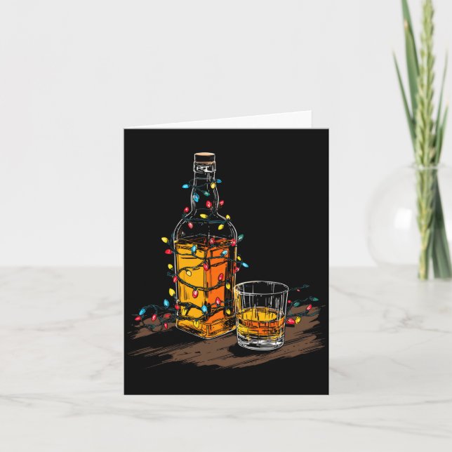 Funny Whiskey Christmas Graphics Lights Lover Long Karte (Vorderseite)