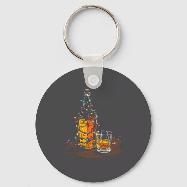 Funny Whiskey Christmas Graphics Lights Lover Long Schlüsselanhänger (Vorderseite)