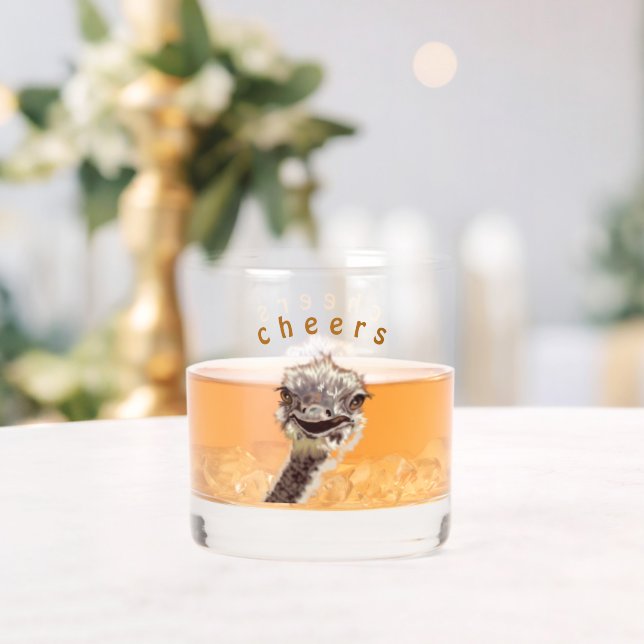Funny Whiskey Glass Playful Ostrich - Benutzerdefi Whiskyglas (Insitu (Hochzeit))