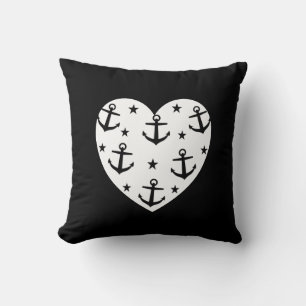 Funny White Anchors Herz Kissen