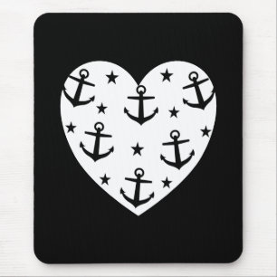 Funny White Anchors Herz Mousepad