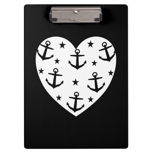 Funny White Anchors Klemmbrett (Vorderseite)