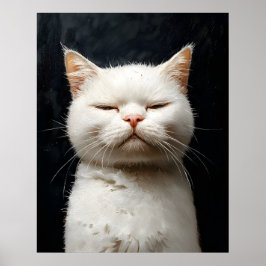 Funny White Cat with Attitude, Not Impressed – Whi Poster