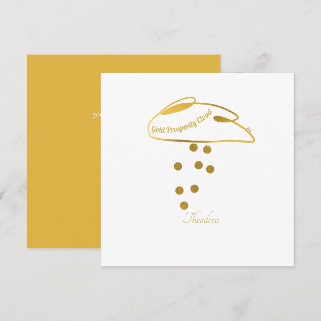 Funny White Gold Prosperity Cloud Card (Vorne/Hinten)