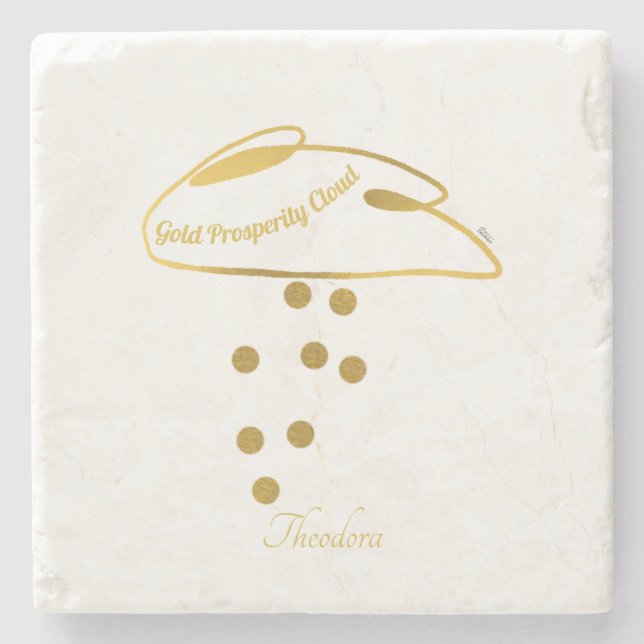 Funny White Gold Prosperity Cloud Steinuntersetzer (Vorderseite)