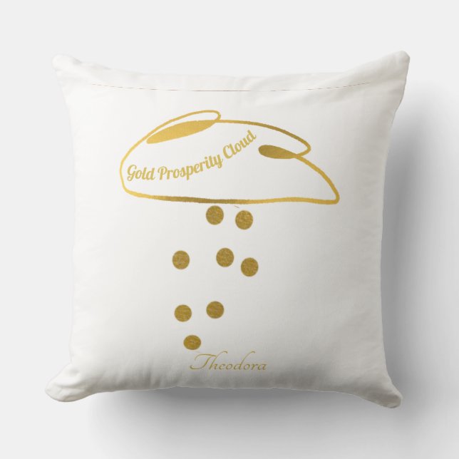 Funny White Gold Prosperity Cloud Throw Kissen (Vorderseite)